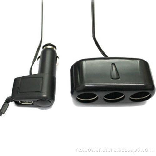 Automotive three-way socket switch with USB port